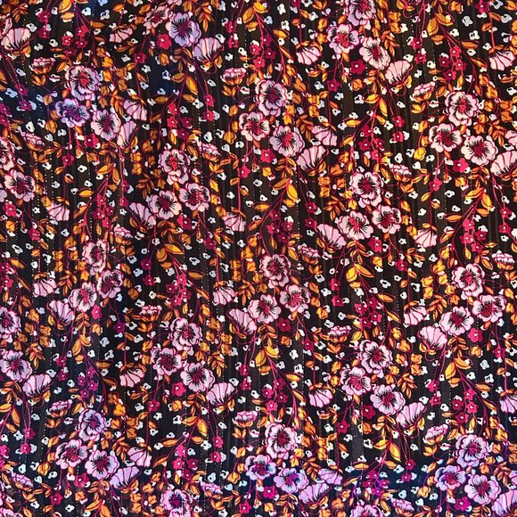 Melloday Floral Metallic Woven Feminine Romantic Flutter Sleeve Top S - Picture 5 of 7